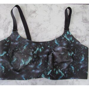 Knix Sport Bra 7 Black Print Sports Wireless Strappy Back Closure Unpadded